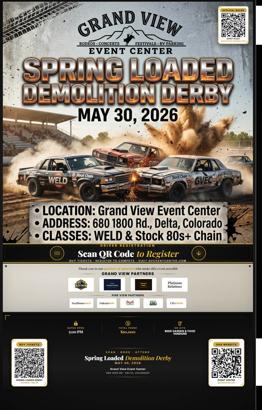 Spring Loaded Demolition Derby — May 30, 2026 at Grand View Event Center
